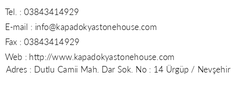 Stone House Pansiyon telefon numaralar, faks, e-mail, posta adresi ve iletiim bilgileri